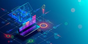 Image illustrating an isometric concept of a smart home system.