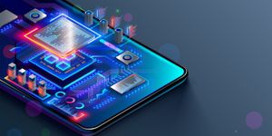 Image Alt: Image illustrating a CPU of a phone, microchip, and smd electronic components of a mobile device on a circuit board or motherboard.