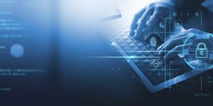 Image shows a person trying to log in using biometrics representing identity and access management