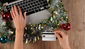 Person ordering online via credit card