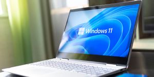 Windows 11 Logo on Laptop Screen